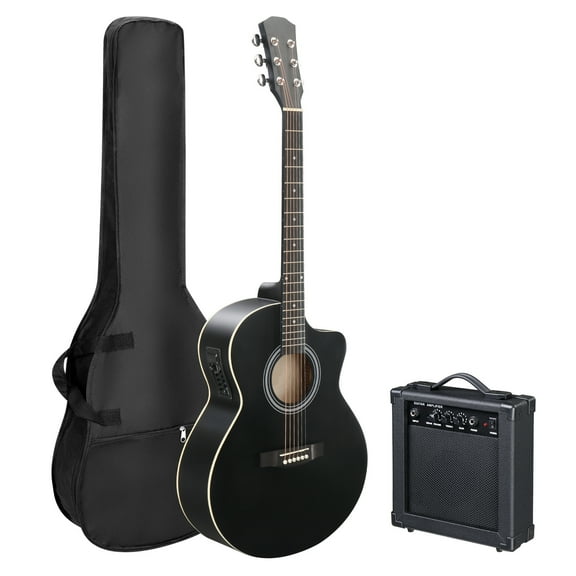Ktaxon 41In Acoustic Electric Guitar with 15W Amplifier, Bag, Tuner, Black