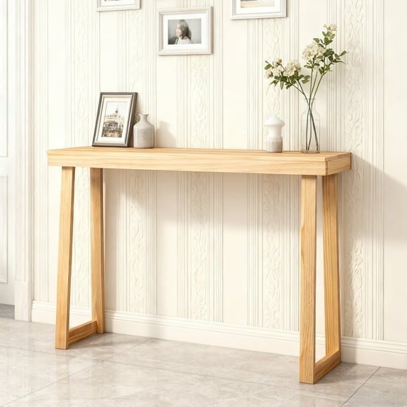 Ktaxon 43.3" W Console Table, Entryway Table Modern Sofa TV Coffee Desk Couch Storage Shelves for Entrance, Hallway, Foyer, Living Room, Wood