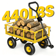 thumbnail image 1 of Ktaxon Steel Garden Dump Cart 42.3"D x 36.2"W x 20.1"H, Heavy Duty 440lbs Utility Wagon with Removable Handle, Yellow, 1 of 10