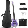 thumbnail image 1 of Ktaxon 44in Electric Bass Guitar with 20W Amp, 4 String Flame Style Bass Guitar Starter Kit, Purple, 1 of 10