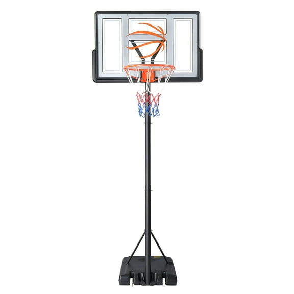 Ktaxon Portable Basketball Hoop Outdoor, Basketball Goal System 4.4-10ft Height Adjustable, 44inch Shatterproof Backboard,Gray Orange