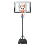 Ktaxon 44inch Portable Basketball Hoop Outdoor, Basketball Goal System 4.4-10ft Height Adjustable, Shatterproof Backboard,Gray Orange