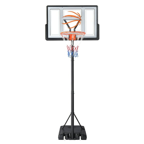 Ktaxon 44inch Portable Basketball Hoop Outdoor, Basketball Goal System 4.4-10ft Height Adjustable, Shatterproof Backboard,Gray Orange