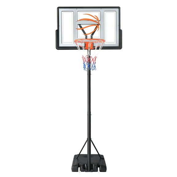 Ktaxon 44inch Portable Basketball Hoop Outdoor, Basketball Goal System 4.4-10ft Height Adjustable, Shatterproof Backboard,Gray Orange