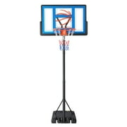 Ktaxon Portable Basketball Hoop Outdoor, Basketball Goal System 4.4-10ft Height Adjustable, 44inch Shatterproof Backboard, Blue Orange
