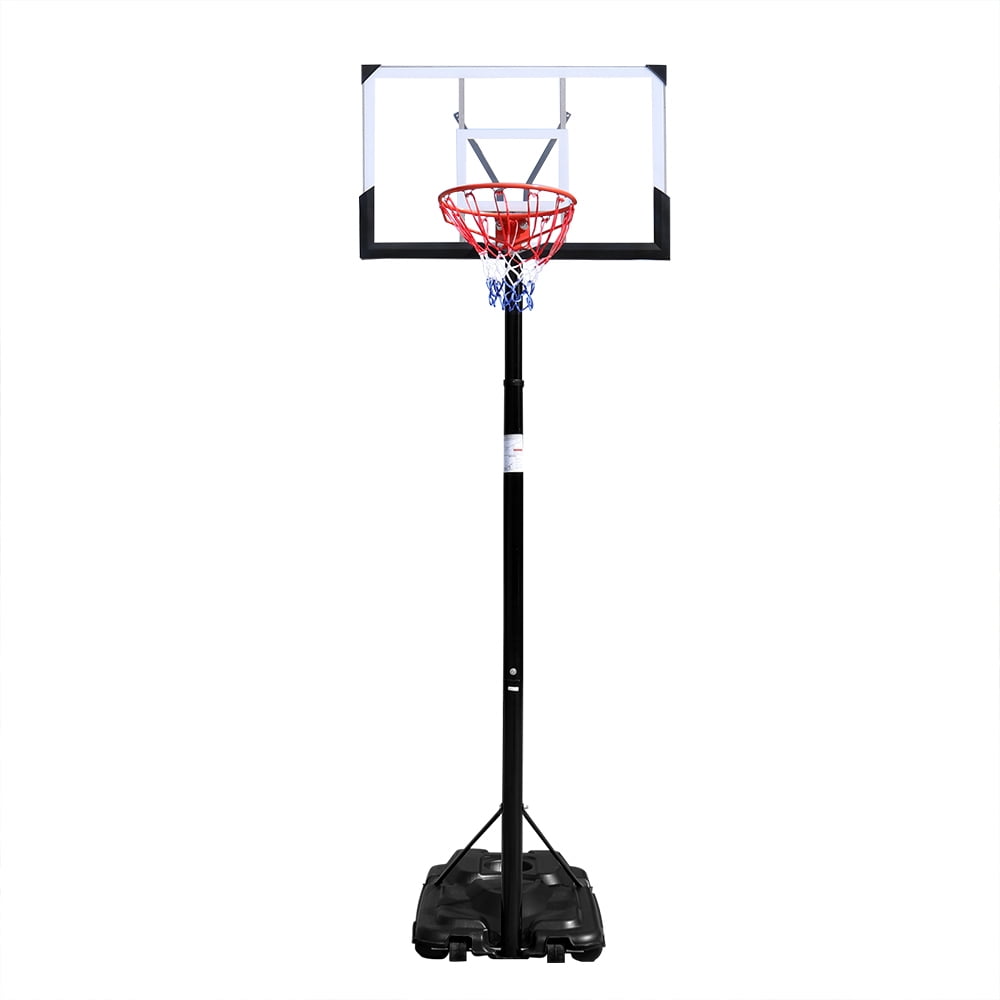 44" Black Polycarbonate Portable Basketball Hoop with Adjustable Height