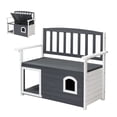 thumbnail image 1 of Ktaxon 44in Wooden Outdoor Storage Bench with Dog House, 2-in-1 Patio Seat for Backyard, Gray & White, 1 of 8