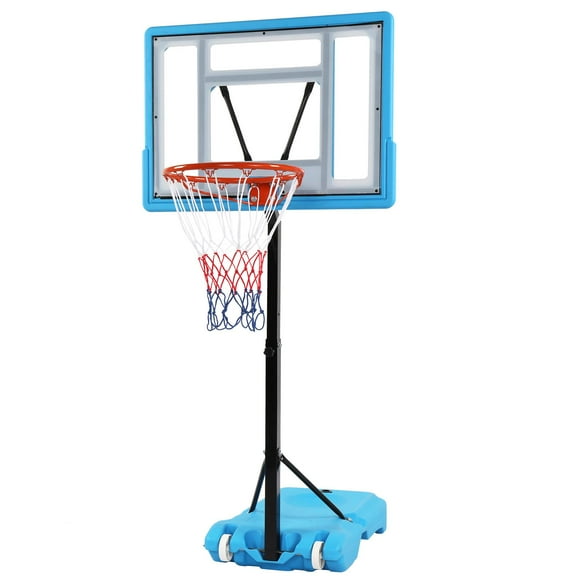 Ktaxon 32in Pool Basketball Hoop, 45" - 53" Poolside Basketball Goal, Blue