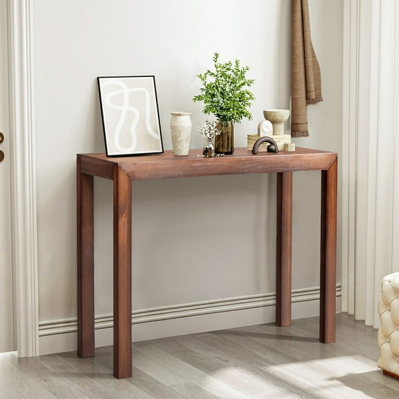Ktaxon 46-Inch Burnt Umber Pine Console Table, Stylish Mid-Centry Sofa Table for Living Room, Entryway, or Bedroom, Perfect TV Display Stand
