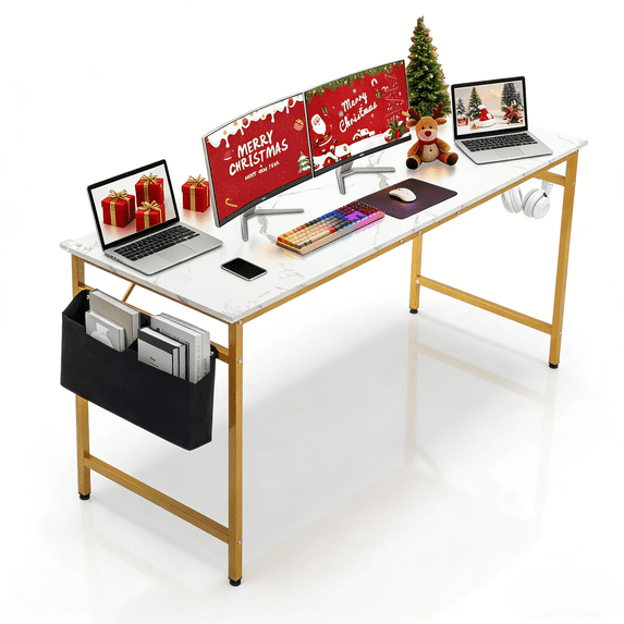 Ktaxon 63" Wood Computer Desk PC Laptop Study Table Workstation Home Office Furniture, Marble