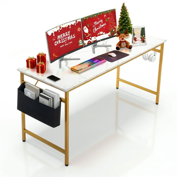 Ktaxon 63" Wood Computer Desk PC Laptop Study Table Workstation Home Office Furniture, Marble