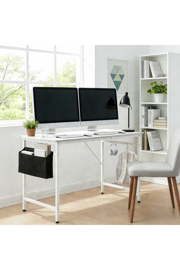 47" Wood Computer Desk PC Laptop Study Table Workstation Home Office Furniture, White