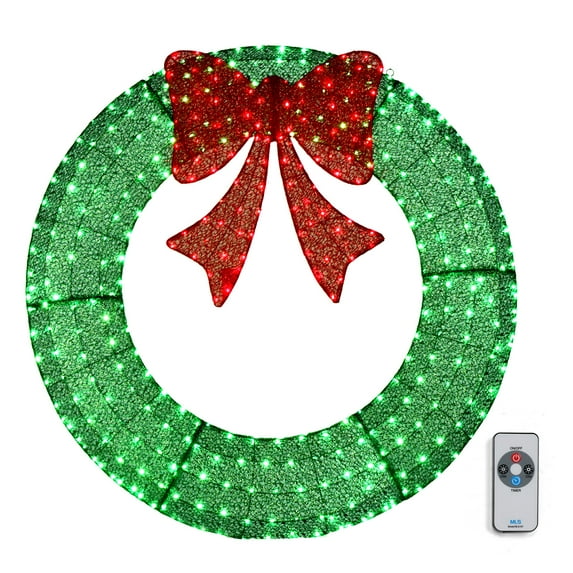 Ktaxon 48in Christmas Wreath Christmas Decoration Lighted Holiday Decor 315 Lights LED - Green