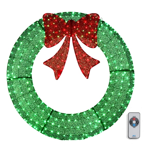 Ktaxon 48in Christmas Wreath Christmas Decoration Lighted Holiday Decor 315 Lights LED - Green