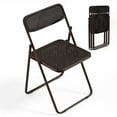 thumbnail image 1 of Ktaxon 4Pcs Folding Chair, Protable Metal Frame Chair with Woven Texture Panel,  Space-Saving Design for Party, Event, Wedding, Office, Stadium, , Commercial, Brown, 1 of 7