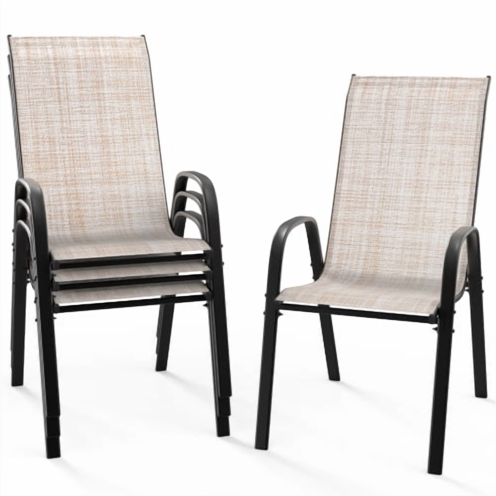 Ktaxon Patio Chairs Set of 4, Stackable Outdoor Dining Chairs ...