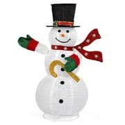 Ktaxon 4ft Lighted Pop-Up Snowman Christmas Snowman for Christmas Outdoor Decoration with Top Hat