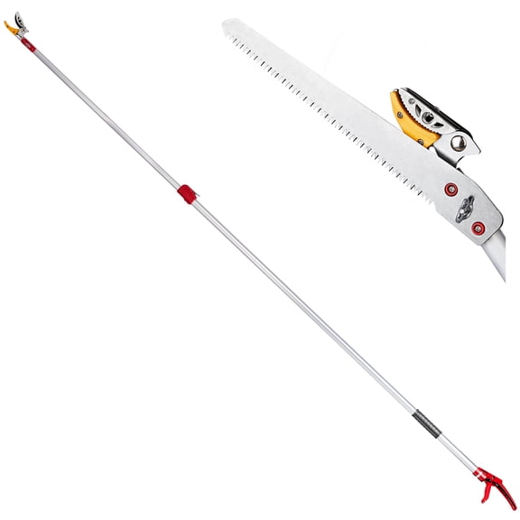 Ktaxon 5.9-9.8FT Extendable Pole Saw, Lightweight Aluminum Tree Trimmer with Pruning Blade, Silver