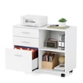 thumbnail image 1 of Ktaxon File Cabinet with Open Shelf, Wood Rolling File Cabinet with Open Shelves, Legal & Letter Size White, 1 of 7