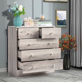 Ktaxon 5 Drawers Dresser Chests for Bedroom, Wood Chset of Drawers,Dressers Organizer for Bedroom, Living Room,Hallway, Gray