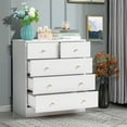 thumbnail image 1 of Ktaxon 5 Drawers Dresser Chests for Bedroom, Wood Chset of Drawers,Dressers Organizer for Bedroom, Living Room,Hallway, White, 1 of 13