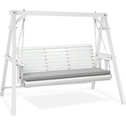 Ktaxon 5 FT Outdoor Porch Swing, Patio Hanging Swing with Extra Cushions Heavy Duty 880 LBS for Yard, Garden, Pool, Deck, White