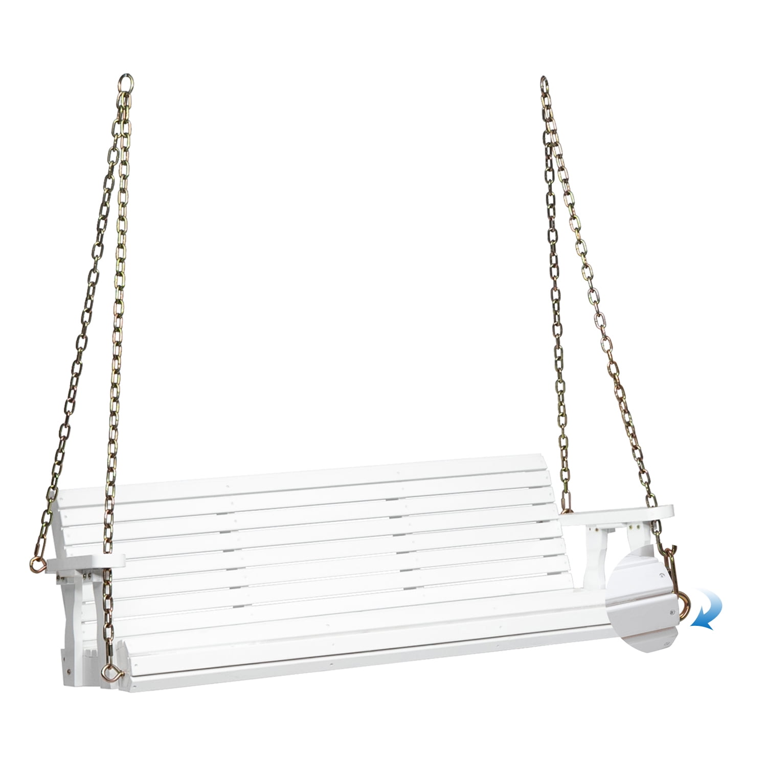 Ktaxon 5 FT Patio Wooden Porch Swing for Courtyard \u0026 Garden 800 LBS White(Without Stand)