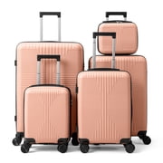 Ktaxon 5-Piece Luggage Set Hardshell Lightweight ABS Carry On Suitcase 360  Spinner Wheels Roas Pink