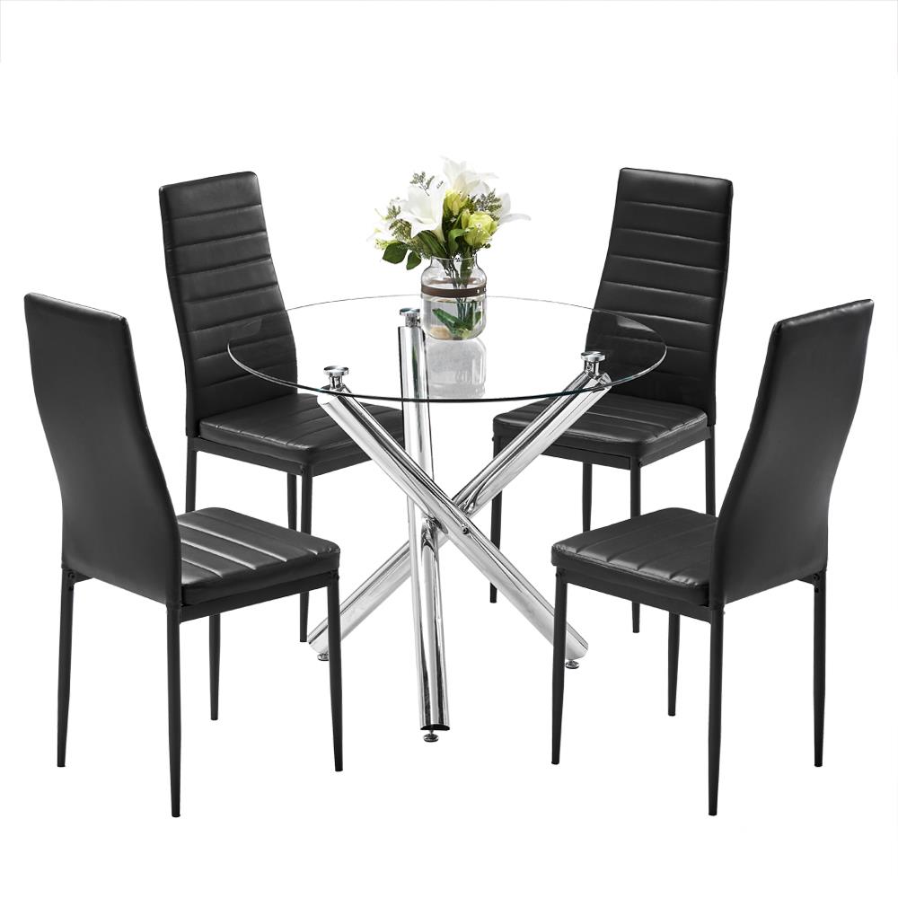 Lexington 5Piece Wood Dining Set, Round Table and 4 Mission Back