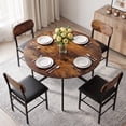 thumbnail image 1 of Ktaxon 5 Pieces 42.1" Round Dining Table Set for 4, Compact Kitchen Table Set with 4 PU Upholstered Chairs, Rustic Brown, 1 Box Arrived, 1 of 12