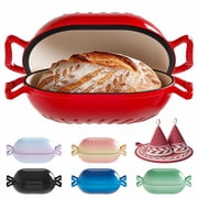 Ktaxon 5QT Enameled Cast Iron Dutch Oven with Upgraded Textured Handles, Candy-Shaped Sourdough Bread Baking Pot, Oven Safe to 500 F, Cherry Red