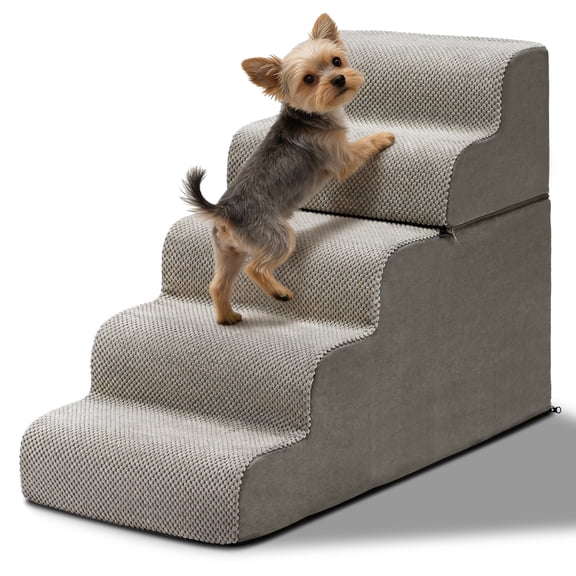 Ktaxon 5-Step Dog Stairs for High Bed, Updated Non-Slip Pet Steps with Removable Washable Cover, Grey