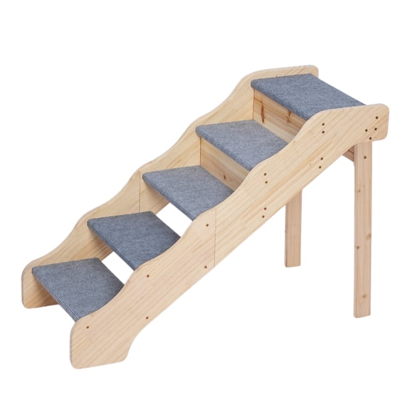 Ktaxon 5-Step Wooden Pet Stairs for Small Dogs & Cats, Non-Slip Dog Steps for Bed Sofa with Plush Carpet, Indoor Pet Ladder for Senior Dogs, Injured Pets, Short-Legged Dogs
