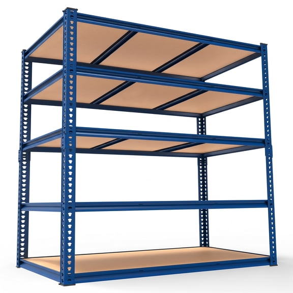Ktaxon 5 Tier Heavy Duty Rack 3100LBS Capacity 48" W x 72" H x 24" D for Garage & Industrial, Adjustable Metal Tough Storage Shelving, Gloved Rubber Hammer, Navy Blue