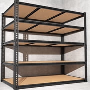 Ktaxon 5 Tier Heavy Duty Rack 2700LBS Capacity 48" W x 72" H x 18" D for Garage & Industrial, Adjustable Metal Tough Storage Shelving, Gloved Rubber Hammer, Black