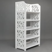 Ktaxon 5 Tier Decorative Carved Shoe Rack Shoe Shelf Closet Storage Organizer Shoe Space Saving for Entryway Bedroom Living Room, White Finish