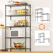 Ktaxon 5 Tier Layer 21"x11.5"x59" Storage Rack, Wire Shelving Adjustable Steel Storage Rack Organizer Kitchen, Black