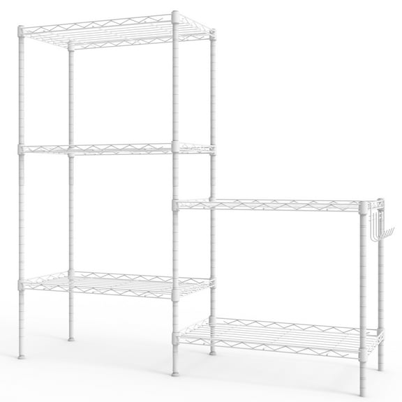 Ktaxon 5 Tier Layer 59"x21"x11.5" Storage Rack, Wire Shelving Adjustable Steel Storage Rack Organizer Kitchen, White
