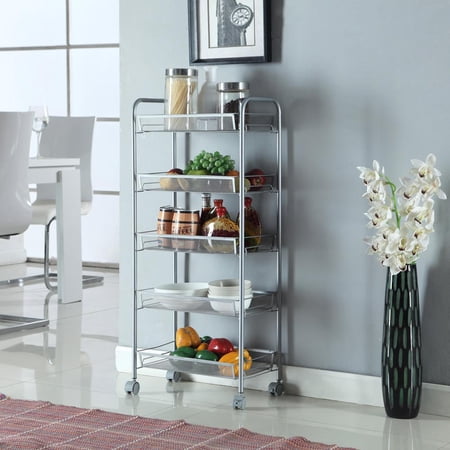 Ktaxon 5 Tier Rack Shelf Shelving W/ Rolling Kitchen Pantry Storage Utility Cart