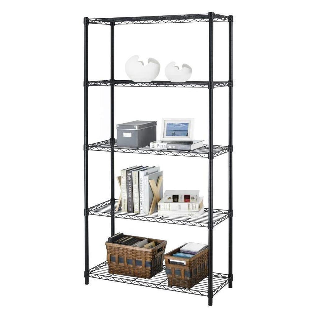 5-Shelf Shelving Storage Metal Organizer Wire Rack with adjustable shelves  hooks, 1 Pack - Kroger