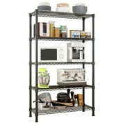 Ktaxon 5-Tier Wire Shelving, 35''L x 14''W x 71''H Kitchen Garage Storage Rack Shelf for Pantry Closet Black, Capacity for 450 lbs