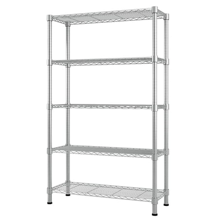 Ktaxon 5-Tier Wire Shelving, 35''L x 14''W x 71''H Kitchen Garage Storage Rack Shelf for Pantry Closet Silver, Capacity for 850 lbs