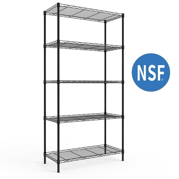 Ktaxon 5-Tier Wire Shelving Unit, Steel Storage Rack for Garage Office Kitchen Black, 30" W x 14" D x 60" H