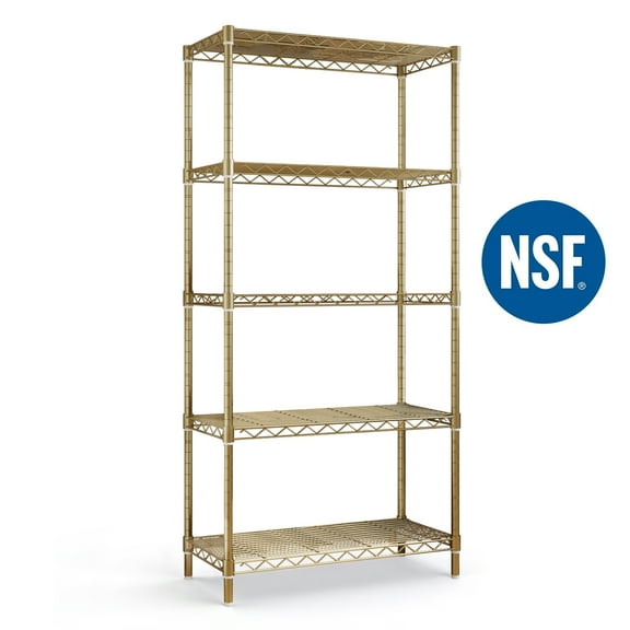 Ktaxon 5-Tier Wire Shelving Unit, Steel Storage Rack for Garage Office Kitchen Gold, 30" W x 14" D x 60" H