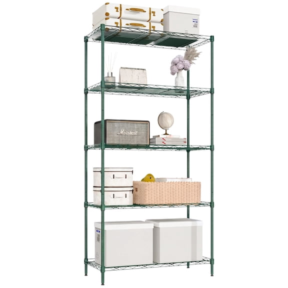 Ktaxon 5-Tier Wire Shelving Unit, Steel Storage Rack for Garage Office Kitchen Forest Green, 30" W x 14" D x 60" H