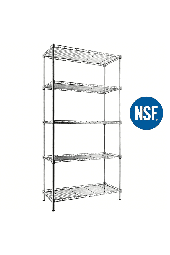 5-Tier Wire Shelving Unit, Steel Storage Rack for Garage Office Kitchen Silver, 30" W x 14" D x 60" H