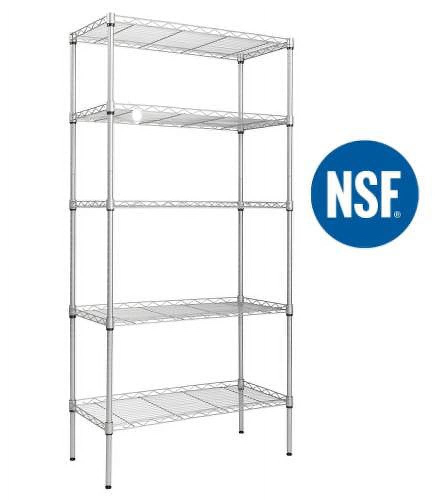 Ktaxon 5-Tier Wire Shelving Unit, Steel Storage Rack for Office Kitchen 30" W x 14" D x 60" H, Silver - image 1 of 9