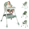 thumbnail image 1 of Ktaxon Baby High Chair, Convertible 6 in 1 High Chairs for Babies and Toddlers, Foldable Baby Highchair with 5-Point Safety Harness, Adjustable Dining Tray, Backrest & Height, Green, 1 of 15