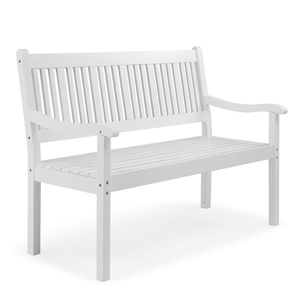 Ktaxon 50" Patio Outdoor Wood Bench, Garden Entryway Bench, Weather-Resistant (White,800LBS)