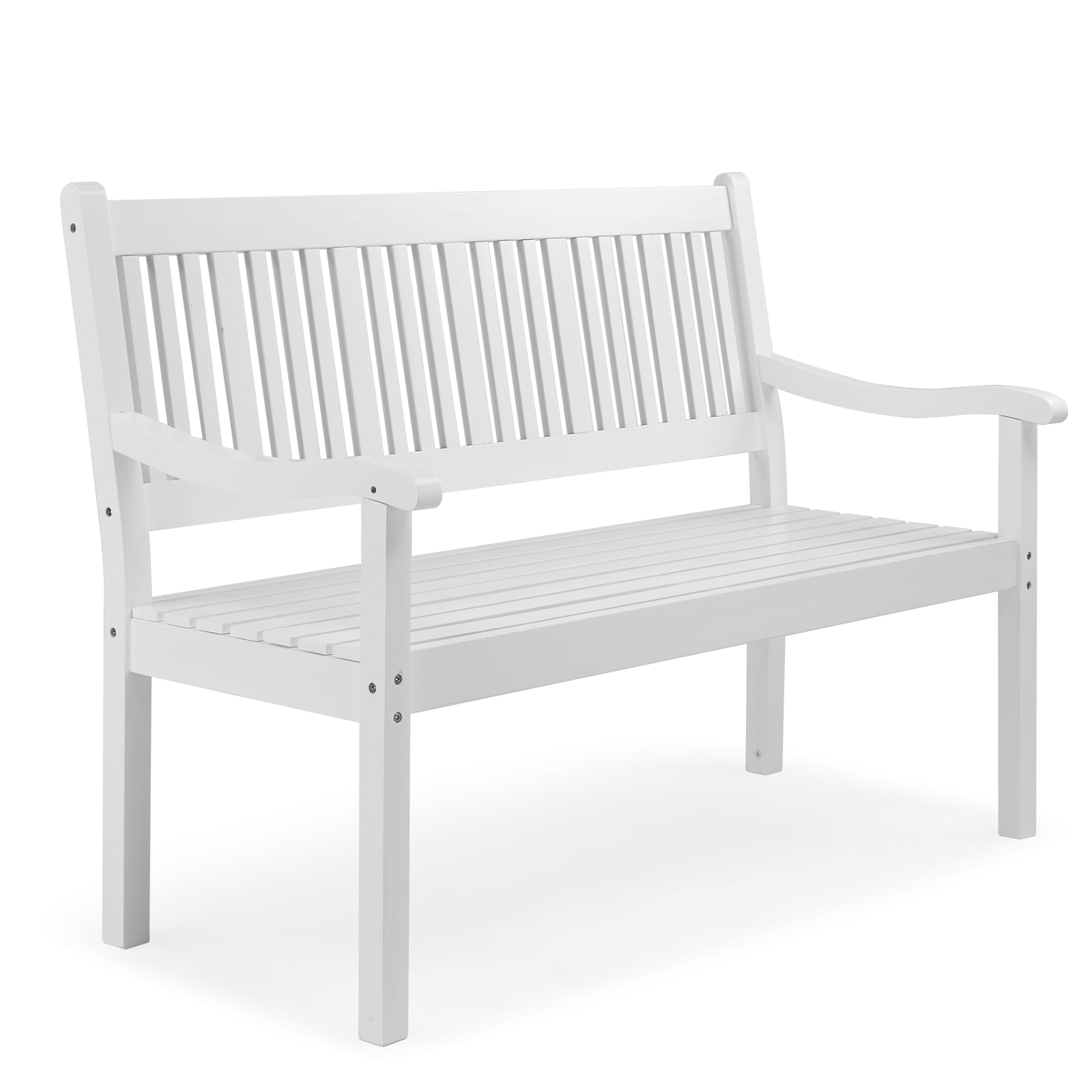 Ktaxon 50" Patio Outdoor Wood Bench, Garden Entryway Bench, Weather-Resistant  (White,800LBS)